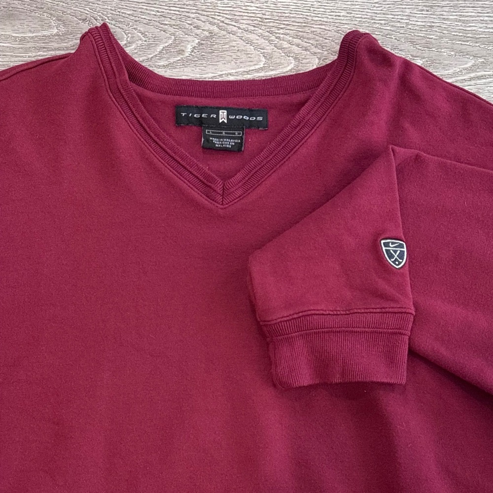 Vintage Tiger Woods Nike Golf Sweater Mens Large Red Preppy Casual Sporty